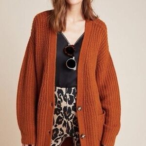Anthropologie Rust Knit Cardigan